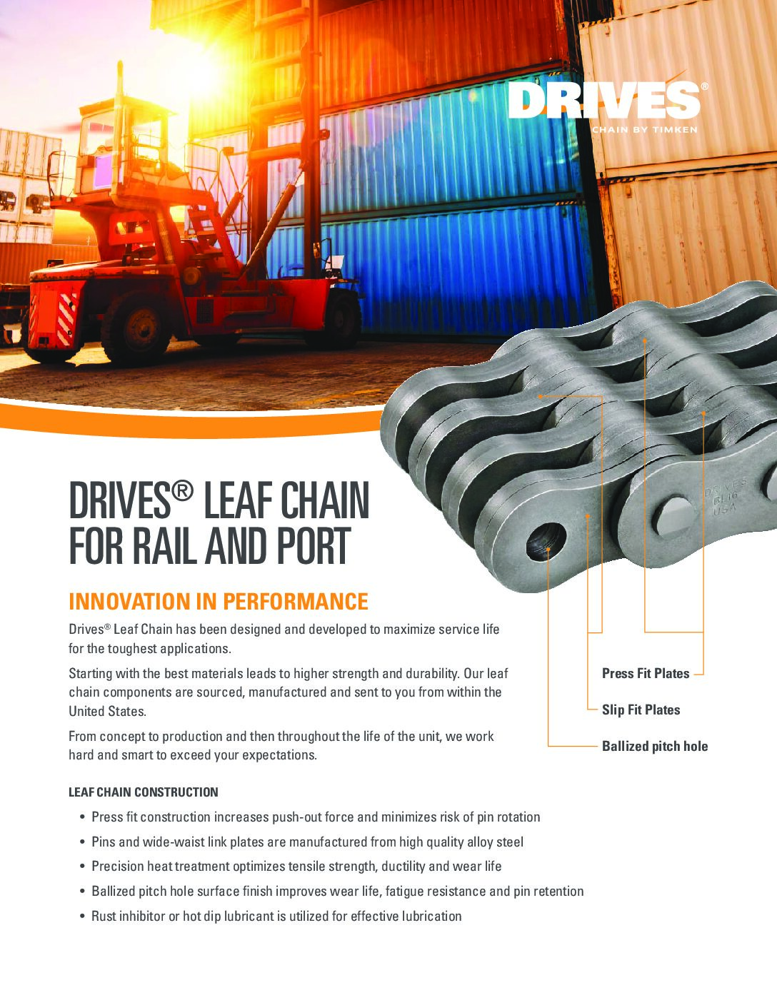 Drives Leaf Chain for Rail and Port